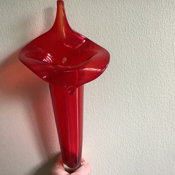 Blown Glass Hanging Vase Red Jack in the Pulpit Shape - Picture 7 of 10